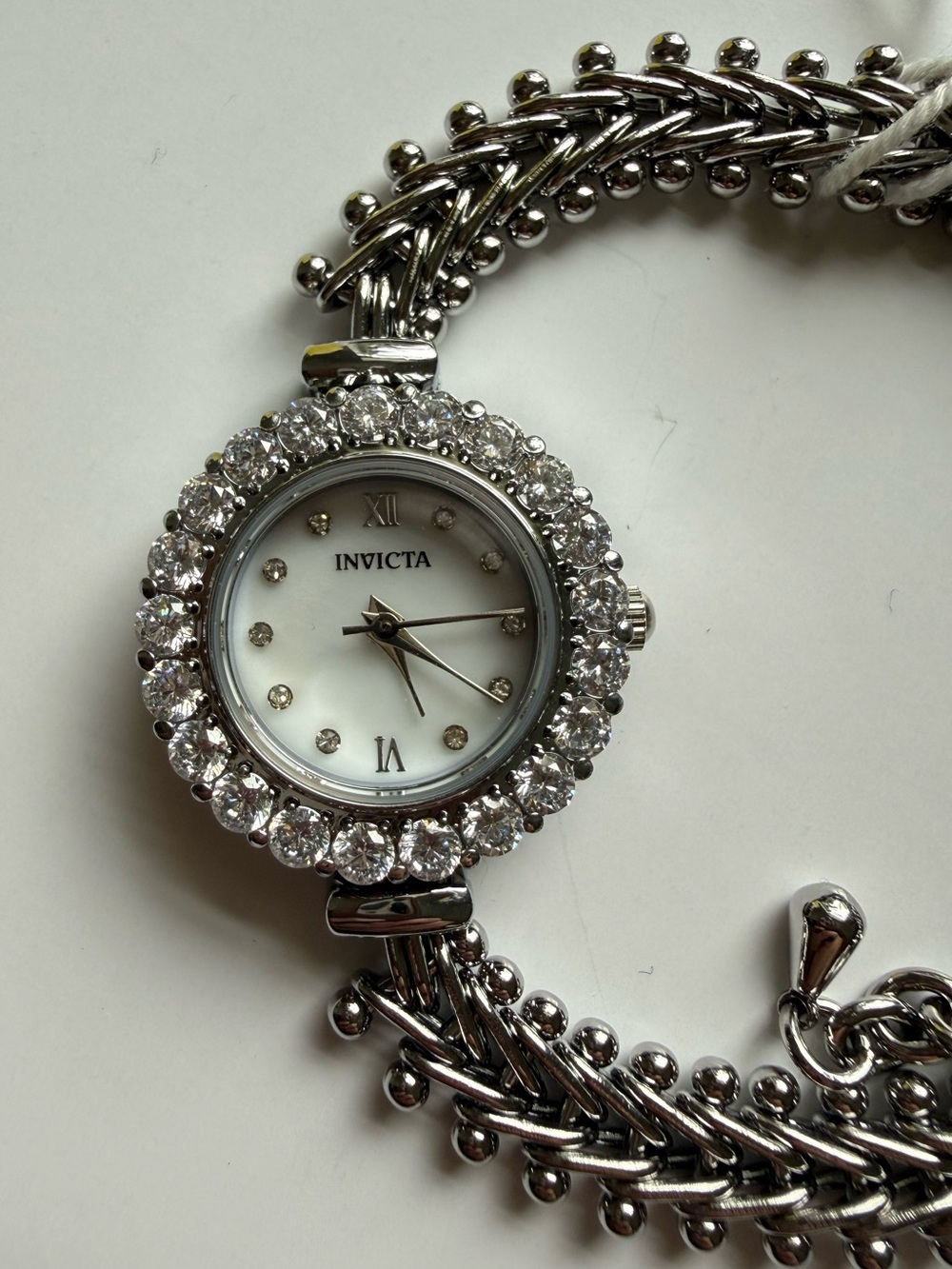 NEW Invicta Angel Lady Silver Tone Crystal Bezel 24.8mm Quartz Bracelet Watch - Picture 8 of 9